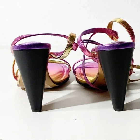 New Isabel Marant Aliza Metallic Leather Sandals in Metallic Pink Size 37 - Picture 6 of 8